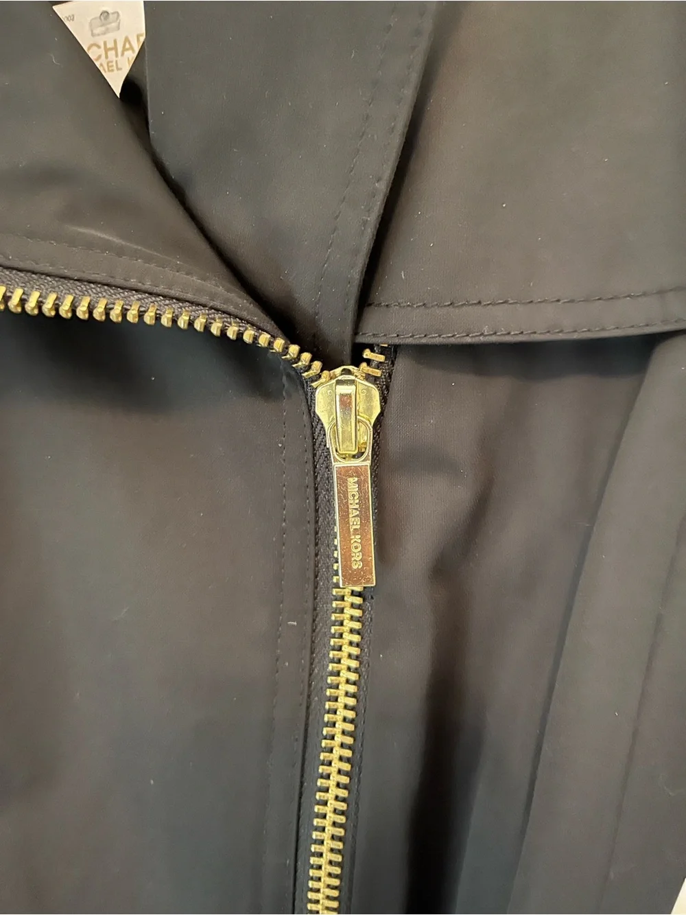 NWT Michael Michael Kors Black Belted Moto Trench Coat Gold Hardware Size S